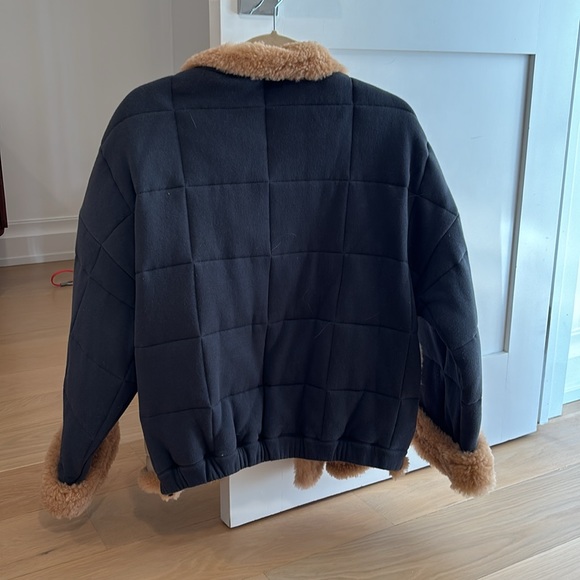 Chloe Shearling Coat as seen on Arielle Charnas Lambskin 38 Navy and Beige - Picture 6 of 6